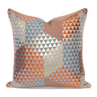 China New Design Luxury Jacquard Anti-pilling Geometric Triangle Pillow Cover With Piping for sale