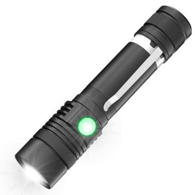 China Camping 18650 Battery USB Rechargeable Torch Light Zoomable T6 Ultra Bright High Power Telescopic Flashlight for sale