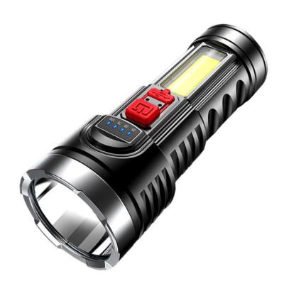 China Super Bright Rechargeable Emergency Flashlight With 2W COB Side Light USB Rechargeable Portable Spotlight for sale