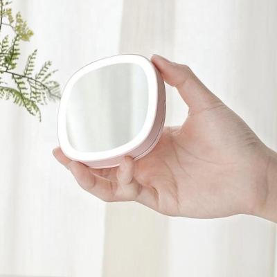 China Mini Lighted LED Makeup Mirror With Pocket Light Square LED Light Handheld Mirror For Lady Woman Make Up for sale