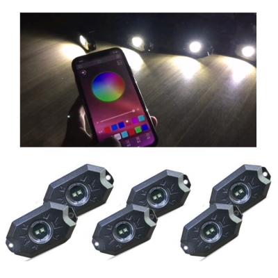 China Underglow RGB LED Rock Lights Kit 6 Multifunction APP LED Neon Pods RGBW RGB Remote Control Car LED Rock Lights for sale