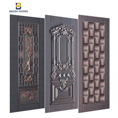 China High Security Embossed Door Panel Stamped Cold Rolled Steel Door Peel 0.3-1.2 mm Metal Steel Skin Door Skin Design for sale