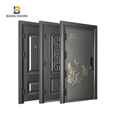 China EUROPEAN electric exterior steel doors lock security door base track baodu front door main door design for sale