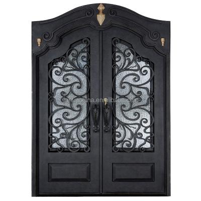 China EUROPEAN Modern Interior Front Entry Door Galvanized Metal Main Door Frame Luxury Wrought Iron Door for sale