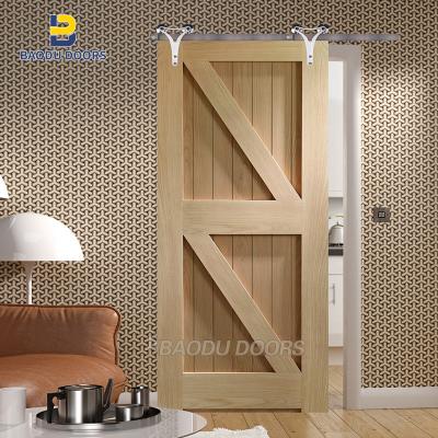 China Decoration Baodu Barn Door Interior Wooden Sliding Barn Door Modern Design For Hotel In Decorate In Stock for sale