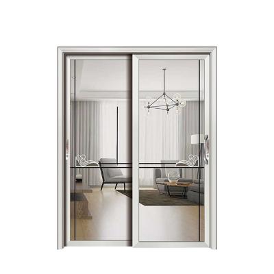 China Modern Frameless Aluminum Profile Interior Silent Aluminum Pocket System Glass Door Sliding Sliding Door for sale