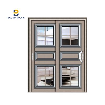 China Baodu Quality Aluminum Alloy Side Sliding Door Top Aluminum Frame Waterproof Bathroom Glass Door for sale