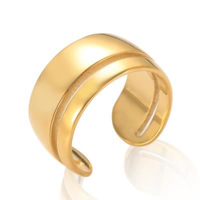 China Adjustable Wide Open Ring Stainless Steel Ring Steel Gold Color Rings Fashionable INS New Design For Women for sale