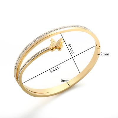 China Full Stainless Steel FASHIONABLE Jewelry MSX Zircon Bangle Charm Butterfly Cuff Bracelet For Women for sale