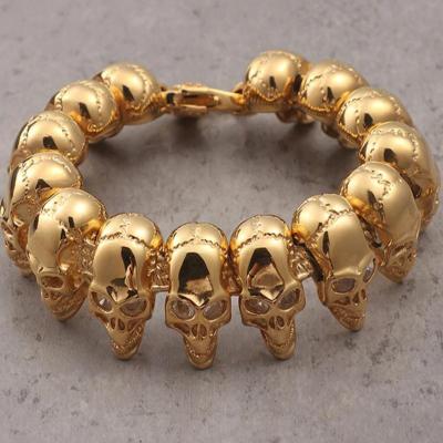 China FASHIONABLE Mens Skull Key Bracelet Charms Stainless Steel Bracelet 18k Gold Plated Bracelet Jewelry for sale