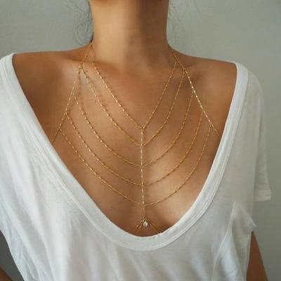 China Fashionable Western Inspired Multi Layer Lingerie Stainless Steel Jewelry Accessories Boho Boho Bra Body Chain for sale