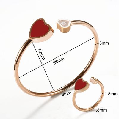 China Rose Gold Cute Jewelry Set Cute Bracelet Rings Stainless Steel Material Jewelry Set For Girl for sale