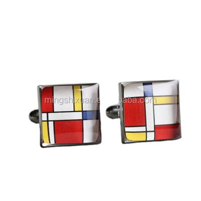 China Stainless Steel Christmas Chosen Gifts - Stainless Steel Geometric Wedding Mondrian Art Cufflinks For Men For Him for sale