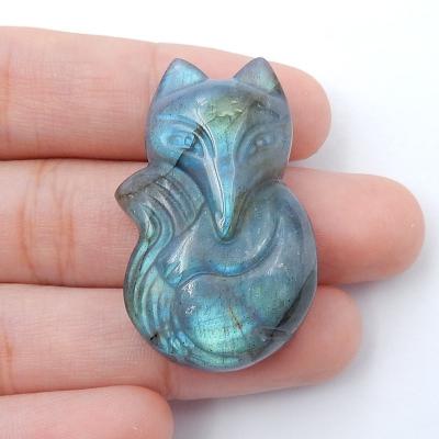 China Natural Crystal Gemstone Crystals Fox Pendant Labradorite Healing Europe Labradorite Quartz Pendant 37mm for sale