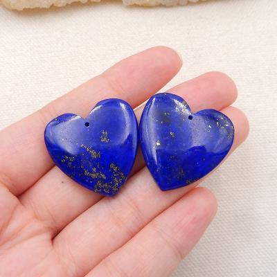 China Durable Natural Lapis Lazuli Heart Shape Gemstone Earring Beads for sale