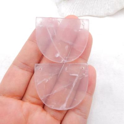 China Loose Gemstone Rose Quartz Stone Pendant Pair of Double Hole Gemstone Original Natural Clear Color Earring for sale