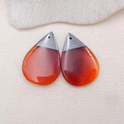 China Pendants For Earrings Red Hematite Earring Loose Agate Gemstone Bead , Top Drilled Red Agate Pendant for sale