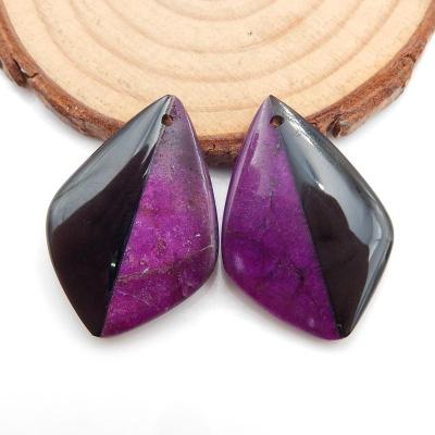 China Original Pearl Earring GemstoneJewelry Stone and Obsidian Intarsia Gemstone Earring Natural Purple Pearl for sale