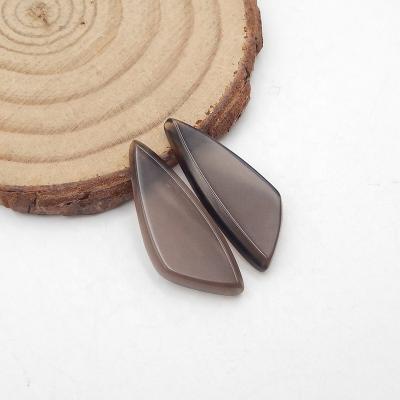 China Wholesale Durable Polished Small Smoky Quartz Crystal Cabochon Pair For Gemstone Earring Making for sale