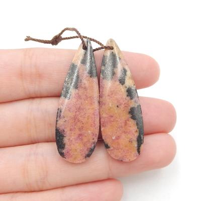 China Durable Natural Polished Stone Rhodonite Teardrop Gemstone For Earring for sale