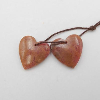 China Trendy Natural Rhodonite Dangling Earring, Heart Shape Stone Earring, Rhodonite Heart Beads for sale