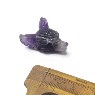 China Factory Outlet TRENDY Wolf Head Animal Stone Pendant Custom Made Natural Amethyst Carved for sale