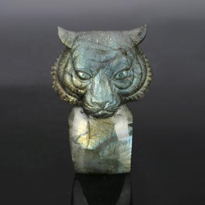 China Europe Tiger Stone Figurine Crystal Crafts animal, natural labradorite stone decoration, crystal figurines healing keepsake gift for sale