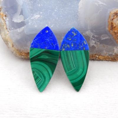 China Elegant Natural Green Malachite and Blue Lapis Lazuli Intarsia Gemstone Earring, Drop Earring Stone Beads, Loose Gemstone Beads for sale