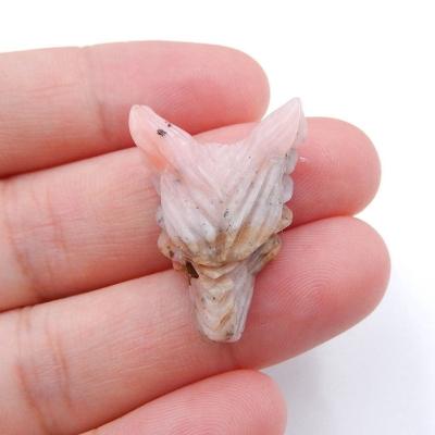 China Trendy Small Hand Cut Natural Pink Opal Wolf Head Pendant Beads for sale