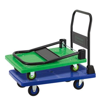 China Durable 360 ​​Degree Swivel Rubber Wheel Plastic Hand Carts Push Cart for sale