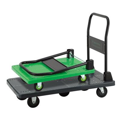 China Durable Heavy Duty Foldable Handle Plastic Platform Hand Truck Cart Trolley for sale