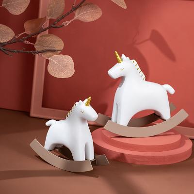 China Unicorn Wine Cabinet Decoration Shake Horse Children's Doll Home Decor Contemporary Light Luxury Nordic Small Horse Wooden Ornaments for sale