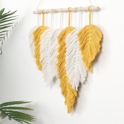 China Contemporary Nordic Style Simple Leaves Materials Wall Hanging Bedroom Room Wall Decoration Home Handmade Pendant for sale