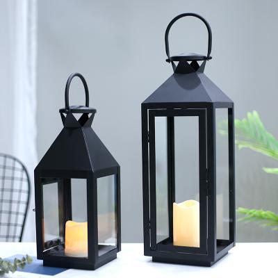 China European Retro Single Candle Holder Garden Windproof Europe Wrought Iron Candlestick Decoration Outdoor Candlestick Lamp for sale