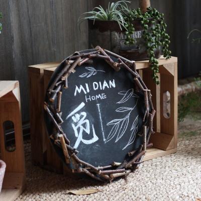 China Coffee Milk Tea Shop Vintage Traditional Wood Manuscript Country Small Blackboard Catalog Smart Stickers Display Board for sale