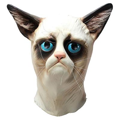 China Eco-Friendly Realistic Luxury Novelty Full Face Halloween Face Masks Costume Animal Props Cat Head Mask Cosplay Prop Party Latex Props for sale