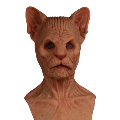 China Animal Cat Head Mask Sphynx Full Novelty Eco-friendly Latex Costume Halloween Novelty Party Masks Masquerade Christmas Prop for sale