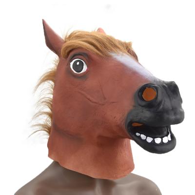 China Eco-friendly Halloween Horse Mask Full Face Eco-friendly Animal Dress Up Horse Head Latex Masks For Adults Men Disguise Props for sale