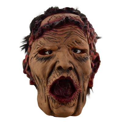 China Eco-friendly Halloween Horror Bloody Walking Costume Old Man Zombie Mask Latex Cosplay Props Full Scary Face Masks for sale