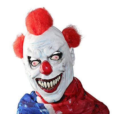 China Hot Sales Halloween Mouth Horror Latex Mask Eco-friendly Big With Red Hair Full Head Terrorist Mask for sale