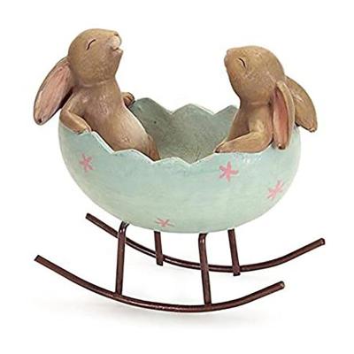 China Cradle Bunny Ornaments Garden Interior Statues China Easter Eggs Open Holiday Decorations for sale