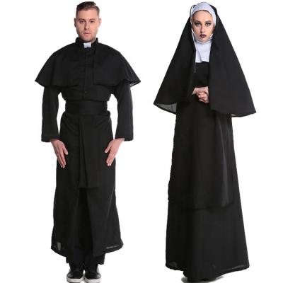 China Nun Soft Material Eco-friendly Male Secretary Priest Jesus Christ Adult Costume Missionary Dress Maria Priest Robe Halloween Cosplay Costume for sale