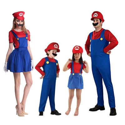 China Halloween Eco-friendly Soft Material Mario Kids Boys Girls Clothes Superb Mario Brothers Cosplay Red and Green Costume Suits for sale