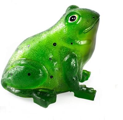 China China LED Solar Powered Frog Resin Figurines For Outdoor Garden Patio Decor for sale