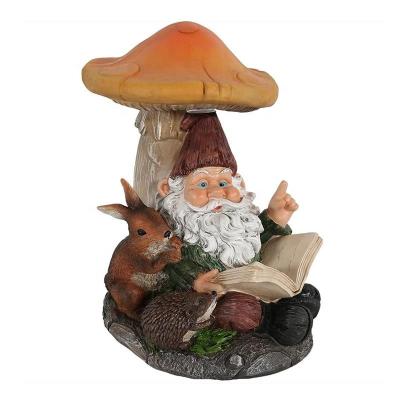 China China Reading Gnome Garden Gnome Resin Ornaments Solar Outdoor Elf Decoration Garden Statues Ornaments for sale