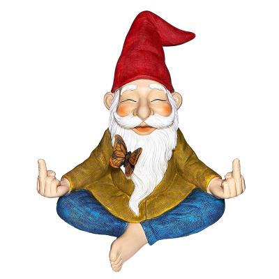 China China Statue Resin Dwarf Meditating Dwarf Decoration Ornaments Garden Yard Meditating Old Man 0utdoor With White Beard for sale