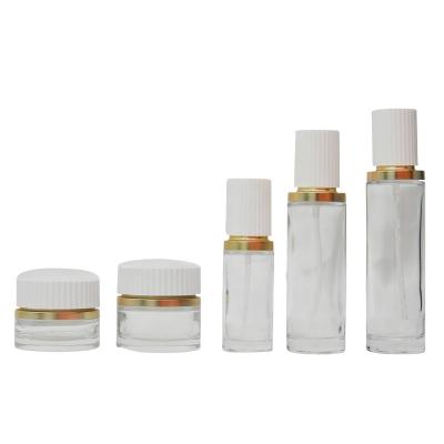 China Custom Cosmetic 30g 50g 40ml 100ml 120ml Luxury Lotion Bottles Round Glass Bottles And Jars For Skin Care for sale