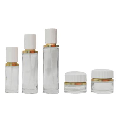 China Skin Care Packaging Set 30g 50g 40ml 100ml 120ml Cosmetic Glass Cosmetic Jars Glass Bottle Cream Skin Care for sale