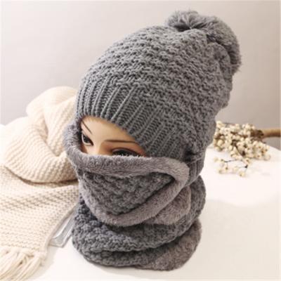 China 2019 COMMON COMMON Outdoor High Quality Women Winter Cycling Three Piece Neck Mask Knitted Hat With Scarf for sale