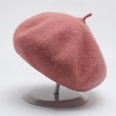 China 2019 Plush Toy Fashion Wholesale Fashion Winter Lady Woolen Pure Color Warm Cheap High Quality Beret Hat for sale